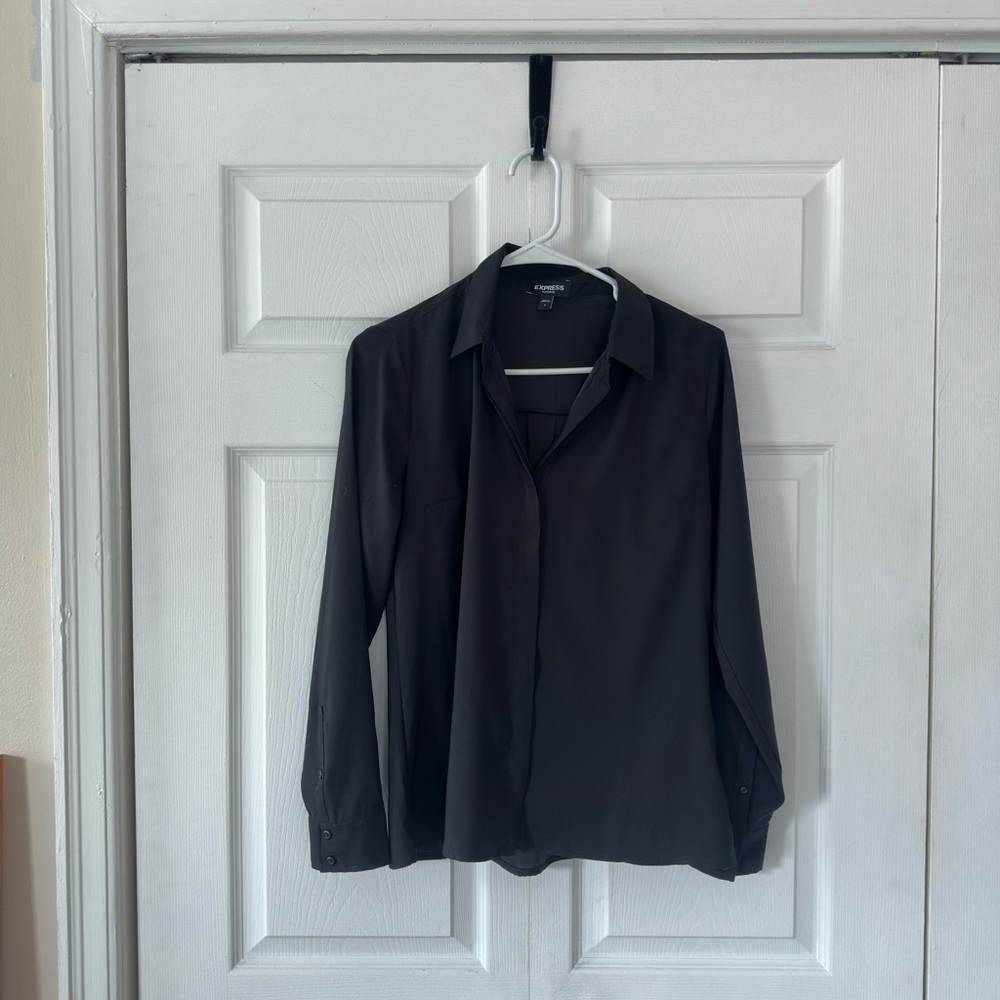 NWOT Express Black Button Down Top, S